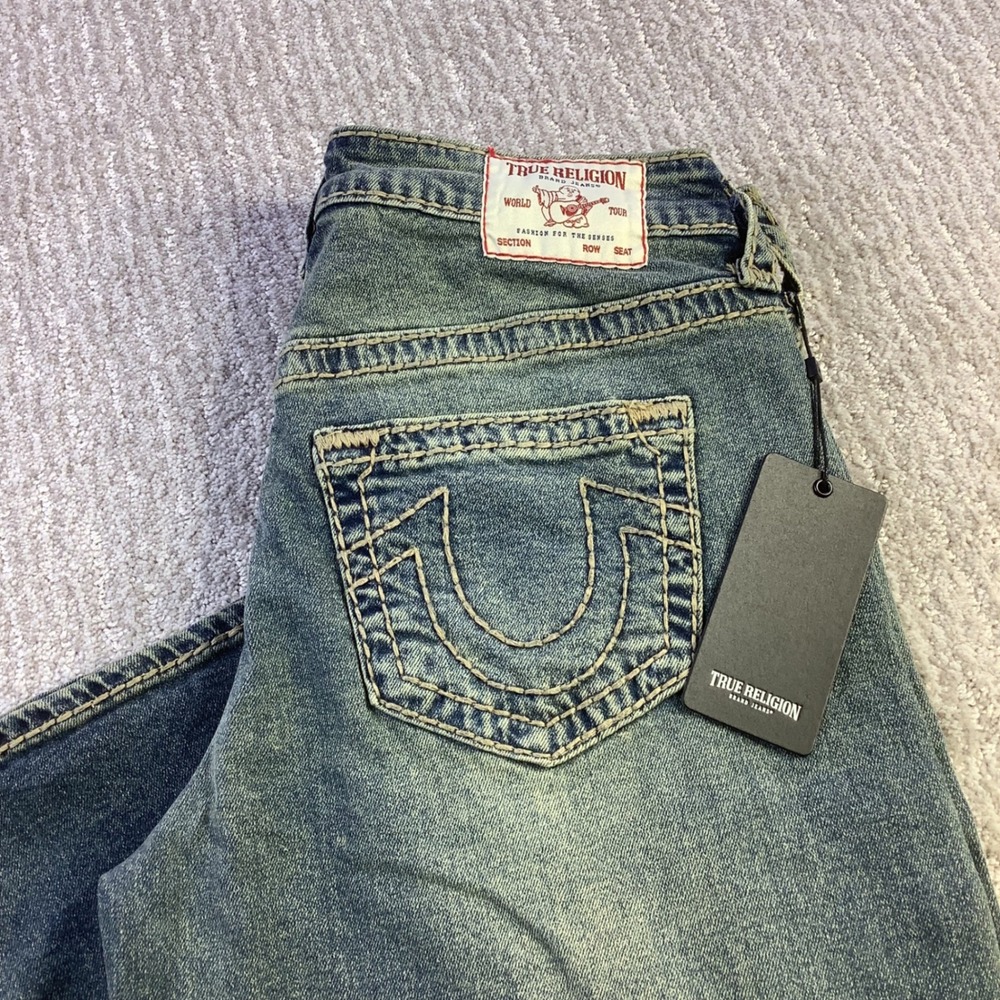 True Religion Jessie Twisted Seam Super Baggy Jeans Medium Wash Size 27 NWT